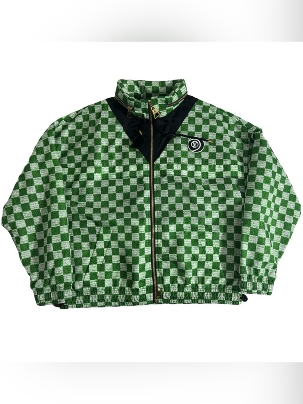 Louis Vuitton Green Damier Zip-Front windbreaker